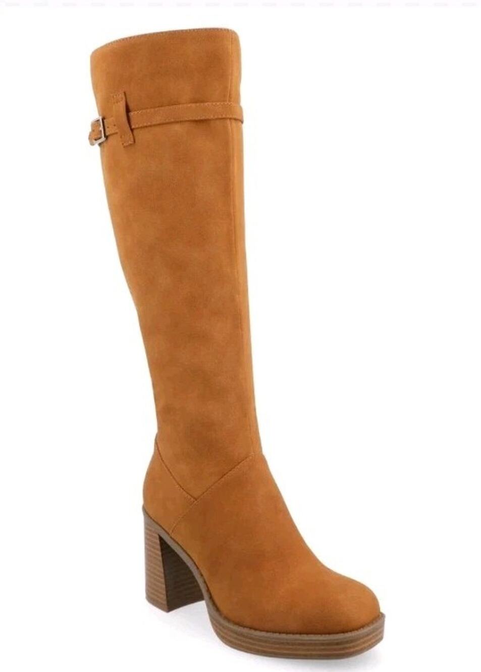 Journee Collection ~Woman Size 12W~ Letice Cognac Block Heel Zipp-Up Boots MWOB.